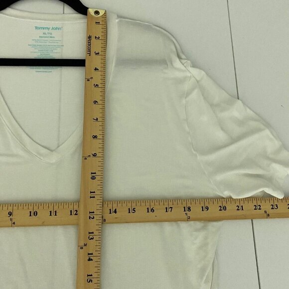 TOMMY JOHN Second Skin T-Shirt WHITE Micro Modal Everyday V-Neck Tee Mens XL - Picture 7 of 8